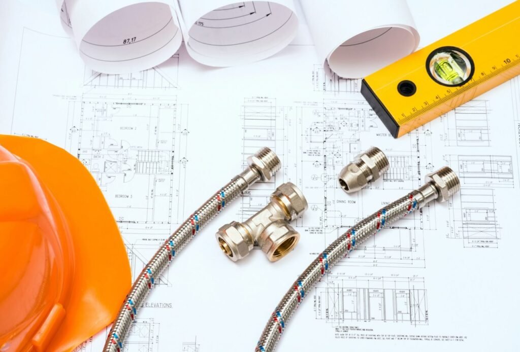 plumbing and drawings construction still life