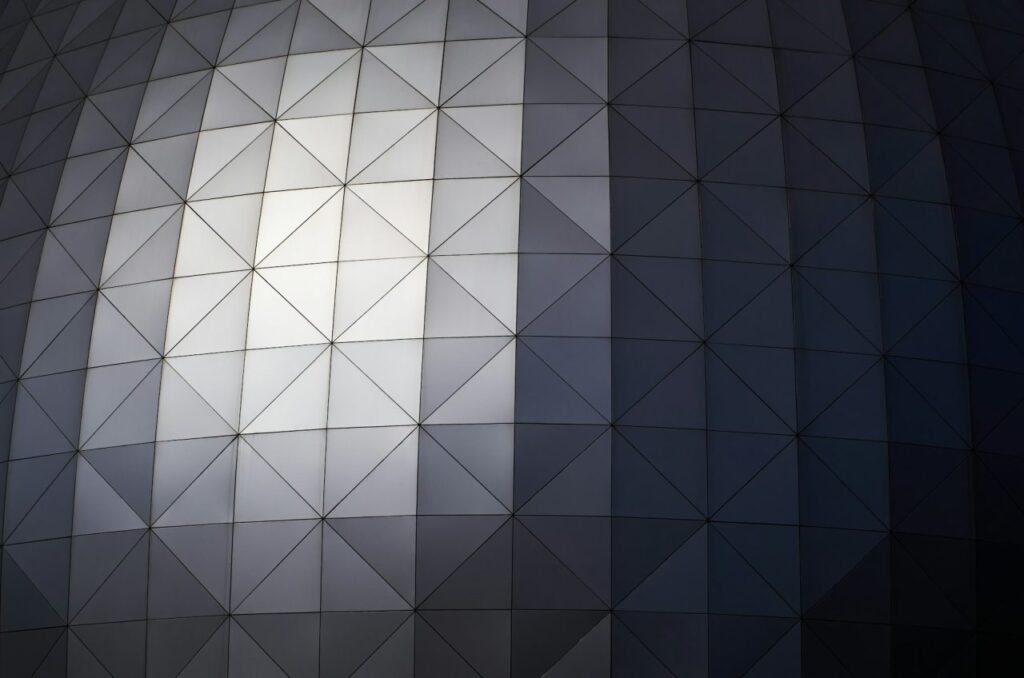 the futuristic looks of geometry tile on the building